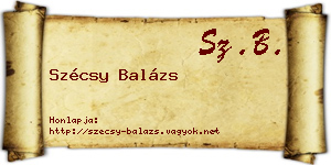 Szécsy Balázs névjegykártya
