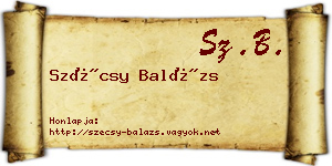 Szécsy Balázs névjegykártya