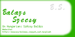 balazs szecsy business card